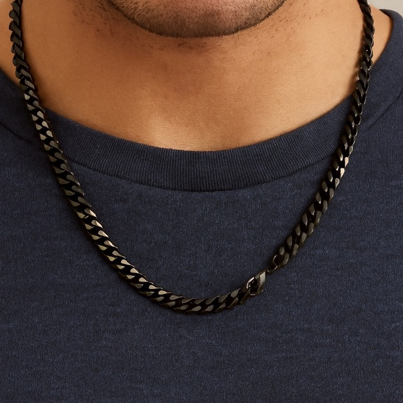 26 inch Cuban Link Chain Black lon-Plated 7mm - Picture 6 of 6